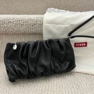 STAUD Bean Bag Black Leather Convertible Clutch NWOT